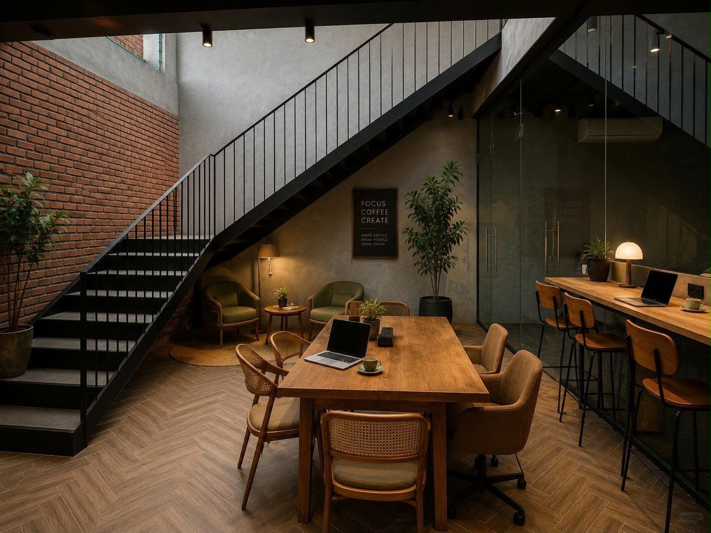 Upstairs workspace